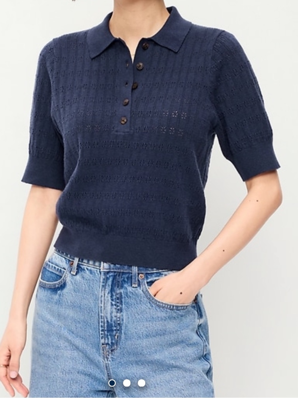 Old Navy Navy SoSoft Lite Short-Sleeve Pointelle
Cropped Polo
